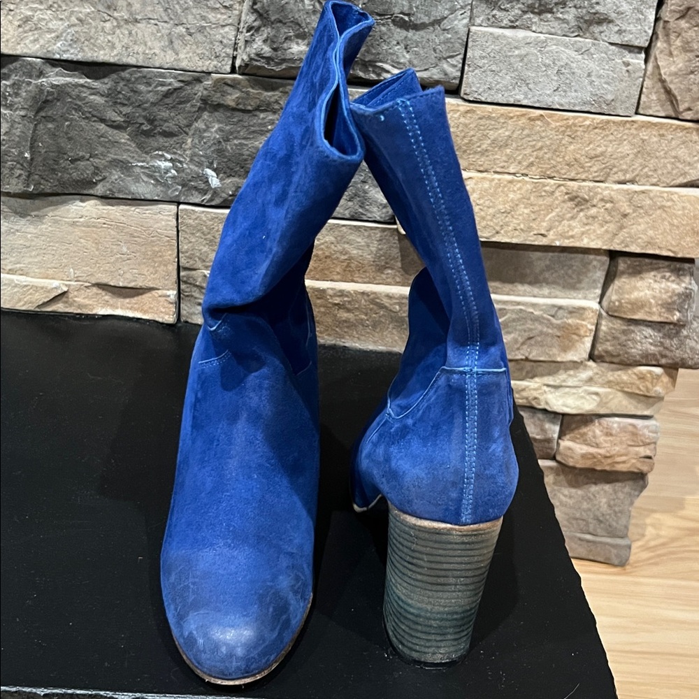 Free People Royal Blue Suede Ankle Boots